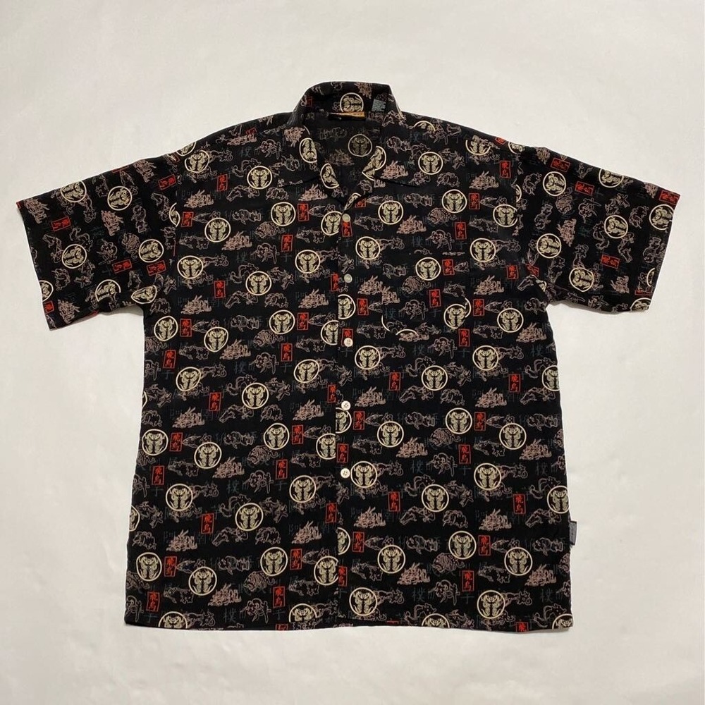 Veezo Men's XXL Shirt Multicolor Black Chinese Zodiac Print Big Tall‎